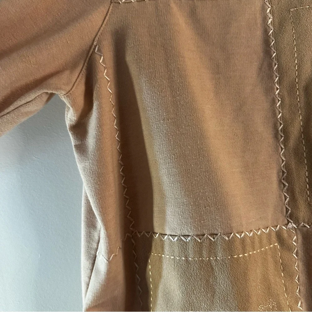 Alfred Dunner Embroidered Patchwork Sweatshirt Polo Medium Peach Floral - Picture 7 of 15